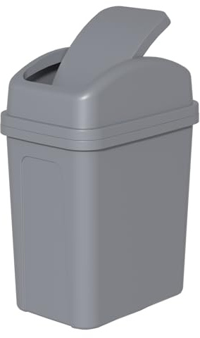 Callyne 1er Pack Kunststoff Schwingdeckel Mülleimer Kleiner Abfalleimer mit Deckel Grau