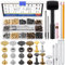 Glarks 160 Sets 2 Styles Leather Snap Fasteners Kit Including 12.5mm Metal Snap Buttons and 8 x 8mm Leather Rivets with 11Pcs Punch Hammer Setting Tools, Grease Pencils and Tape Measure