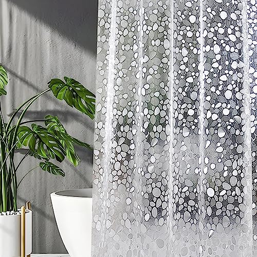 KOSHIFU Tenda per Doccia 180 x 180 CM Impermeabile Con Anelli - Trasparente EVA 3D Ciottoli per Vasca da Bagno - Moderna Antimuffa Antivento Caldo