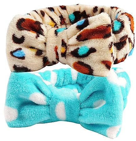 scicent Spa Gesichts Stirnband zum Schminken und Waschen Gesicht Damen Spa Yoga Sport Dusche Gesicht Stirnband Elastisch Kopfwickel für Mädchen und Frauen, 2 Stücke - 13013