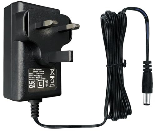 12V 1A 12W 6ft/1.8M Long Power Supply Adapter, AC DC Switching Adapter (Input 100-240V, Output 12Volt 1Amp 1000mA), DC 12V 5.5x2.1mm Wall Mount Transformer Charger Plug, UKCA Listed