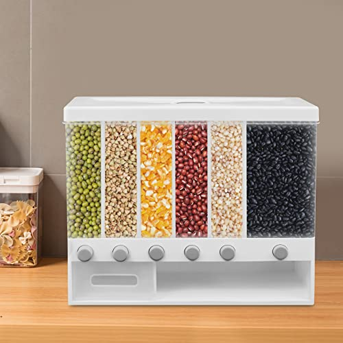 CuCummoo 6 Fächer Getreidespender Rice Dry Food Dispenser Rice Storage Container Reisvorratsbehälter Trockennahrungsspender Transparenten Behälter Küchen