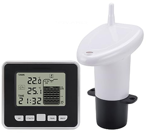 Wireless Ultrasonic Water Tank Liquid Level Meter Water Level Time Display Low Battery Indicator with Temperature Sensor