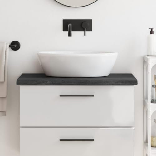 LAPOOH Encimera de baño Madera Maciza tratada Gris Oscuro 80x40x4 cm, Encimera Cocina, Tablero para Mesa, Encimera Lavabo, Muebles De Baño - 3156213