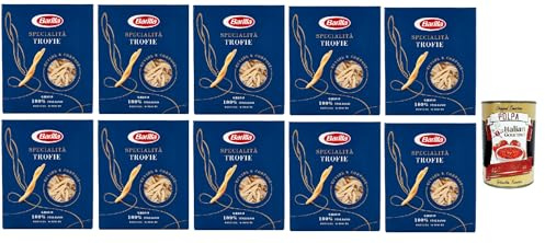 Italian Gourmet Pasta Specialità Trofie Liguri Nudeln italienisch 10 x 500g | Formato attorcigliato, perfekt zu Pesto, Saucen und schnellen primi piatti, Gesamtnettogewicht 5 kg + Kostenlos Polpa 400g