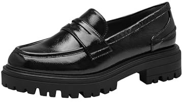 Tamaris Damen Slipper Blockabsatz Vegan; Black PATENT, EU 37