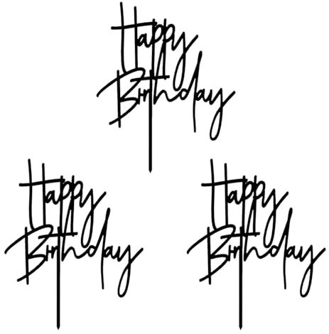 GLASNES 3 Stück DIY Acryl Happy Birthday Cake Topper Schwarz Geburtstag Kuchen Topper Geburtstag Party Dekorationen Supplies