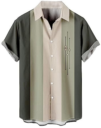 T-Shirts Männer Sommer Gummizug Boxy Mit Taschen Hemdbluse mit Print Kurzarm V Ausschnitt Schön Blusentop Herren Swing Loungewear Polyester Dunkelgrau