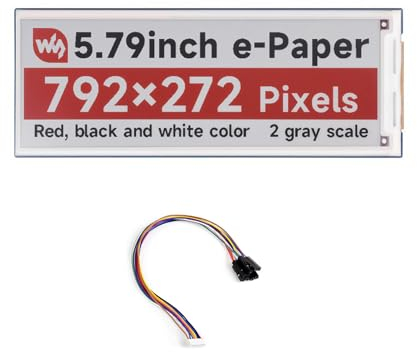 5.79 Inch E-Paper Module (B) 792x272 Resolution Red/Black/White E-Ink Display SPI Interface Epaper Display for Raspberry Pi/Jetson Nano/Arduino/ STM32 with Driver Board Without Backlight