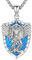 St. Michael Halskette 925 Sterling Silber Blauer Opal Erzengel Michael Kette, Religiöse Halskette Amulett Schmuck, Geschenke für Damen Herren