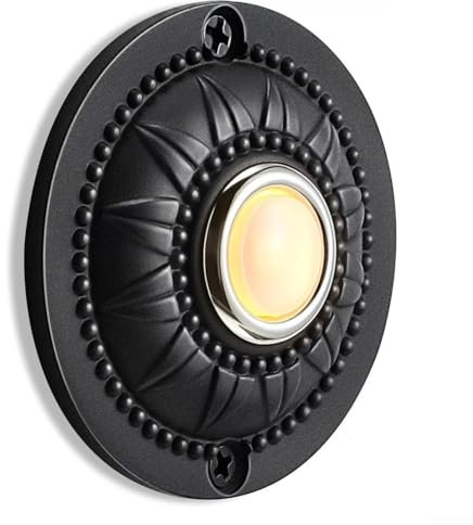 Botón de timbre retro FACULX con luz LED eléctrica antigua, botón clásico para montar en la pared, fácil instalación, impermeable y resistente