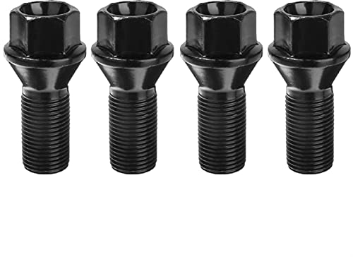 Ecrou Antivol,Goujon de Roue,Boulon de Roue 4pcs M14X1.25 Écrou de Boulon à la Liaison en Acier Noir Utilisation adaptée pour BMW x3 x5 E70 E71 F20 F25 36136781151 Pièces d'accessoires
