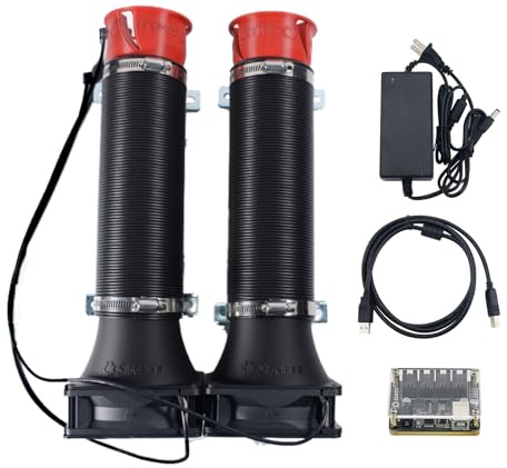 Obokidlyamor 2PCS Upgraded Turbine II Wind Sense Speed Change on Steering Wheel PC USB for Logitech G923 G920 G29 Pro RS50/fanatec/Thrustmaster Base Intake Pipe Sim Racing Wind Simulator (Red-1)
