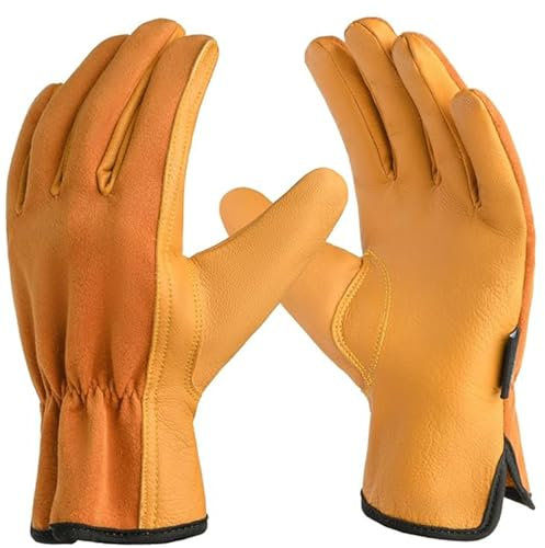 EVO Fitness Gartenhandschuhe für Männer und Frauen Robuster, dornensicherer, bequemer, atmungsaktiver Schutz aus Leder mit starkem Griff Rigger (Braun/Halbleder, XL)