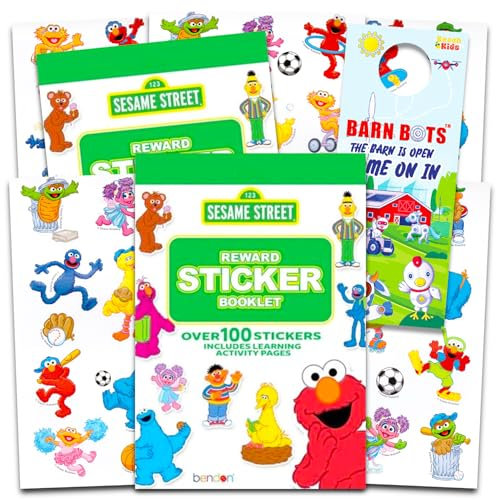 200 Sesame Street Reward Stickers for Kids - Bundle with 2 Sesame Street Sticker Books with 200 Stickers Featuring Elmo, Cookie Monster, Big Bird, More | Sesame Street Stickers for Boys, Girls