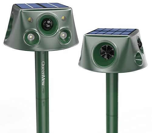 Repelente para Gatos, Ahuyentadores de Gatos Exterior Multifuncionales, Repelente Gatos Jardin Exterior, Solar Ultrasonido Repelente para Gatos con Sensores Infrarrojos y Flash LED y Sonidos de Alarma