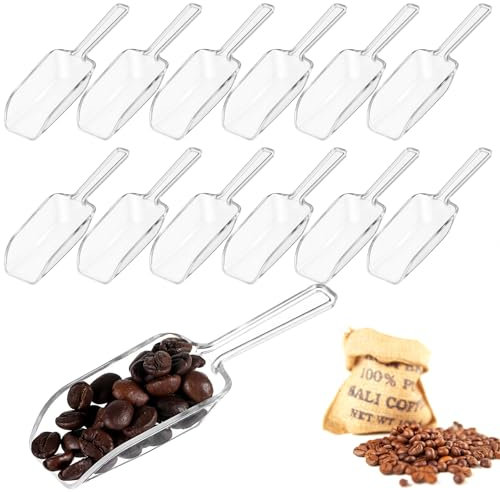 Lot de 12 Pelles de Cuisine en Plastique Transparent Pelle à Glace Petite Pelle à Farine Cuillère à Mesure Multifonctionnelle pour Bonbons Glace Café et Thé