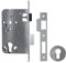 Amig - Serrure à encastrer pour portes en bois | Entrée : 60mm |Fouillot - Trou: 70mm | Carré: 8mm | Chant carré | Cylindre à profil européen | Avec rosaces et réducteur: 6mm | Acier inoxydable mat