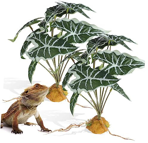 Sosoport Plantes Artificielles Réalistes pour Terrariums 2 Pièces Fausses Tortues Monstrea Décoration Dhabitat pour Reptiles Décoration Daquarium