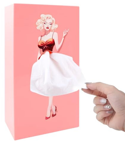 Scatola porta fazzoletti rettangolare con bella donna, per gonna, rosa, con bella donna, carta velina come gonna, copertura per scatole di fazzoletti nascoste, graziosa decorazione per casa, ufficio,