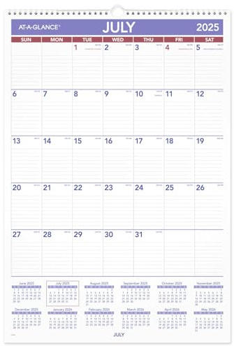 AT-A-GLANCE Wandkalender 2025–2026, akademisch, monatlich, 39,5 x 57,9 cm, groß, linierte Tagesblöcke (AY328)