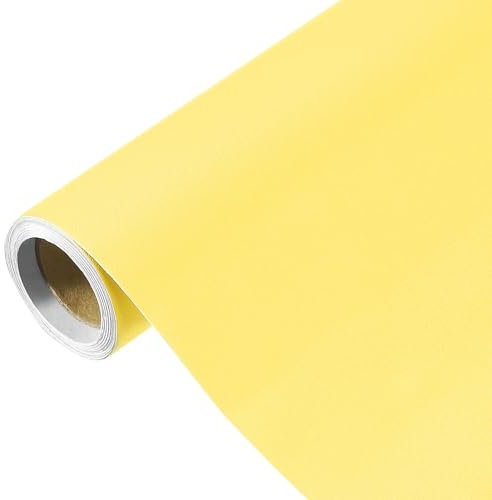 QUARKZMAN Papier Peint Jaune Citron de 300 x 40 cm, Papier Peint Autocollant, Papier Contact Jaune Citron en Vinyle de Couleur Unie Auto-Adhésif pour la Décoration Murale