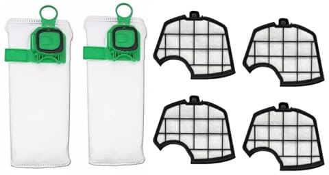 Amazleer Lot de 2 sacs d'aspirateur pour Vorwerk Kobold VK140 VK150 FP140 FP150 avec 4 filtres, microfibre non-tissée de qualité supérieure pour VK140/150 FP140/150 pour Vorwerk Kobold (2 sacs