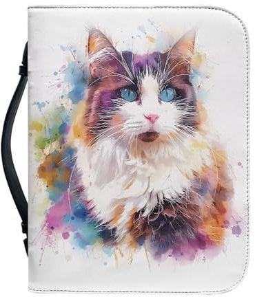 Kuiaobaty Ragdoll-Katzen-Ölgemälde, weiches Leder, Buchhülle für Bibel, Aquarellspritzer, Graffiti, Neuheit, Buch-Tragetasche mit Innenfächern für Handy
