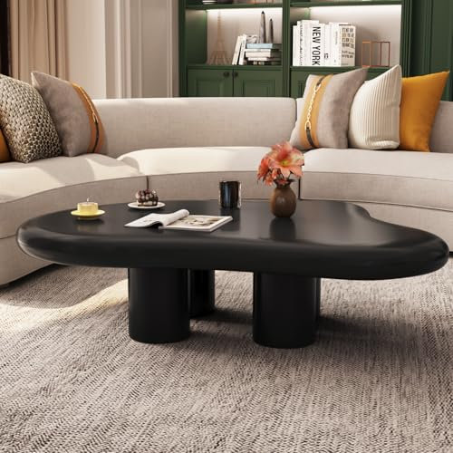 Guyii Wolken-Couchtisch, eleganter Beistelltisch, moderner schwarzer Cartoon-Couchtisch, unregelmäßiger Teetisch für das Wohnzimmer mit 4 Beinen,Einfach zu montieren