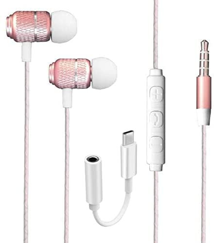For Honor 90 90 Lite Smart 70 70 Lite 50 X7c X6b X8a X7a X6a X7b X6 X7 X8 Magic6 Magic7 Pro Earphone - Wired Bass Stereo In-ear Headphone (3.5mm Jack Adapter Included) Headset Earbuds (ROSE GOLD)