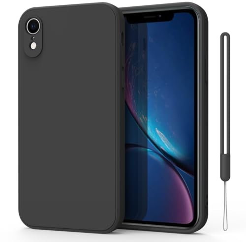 Yisica Coque pour iPhone XR, Coque en Silicone Con cinturino per cellulare, Coque de Protection Complète pour iPhone XR 6,1 (Noir)