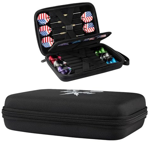 AONAYO Schwarz Darttasche, Dart Case, Dartpfeile Tasche, Tragbar Darts Case Für Aufbewahrung Von Dartpfeilen Und Weiterem Dart-Zubehör, Platz Für 6 Darts Und Flügel