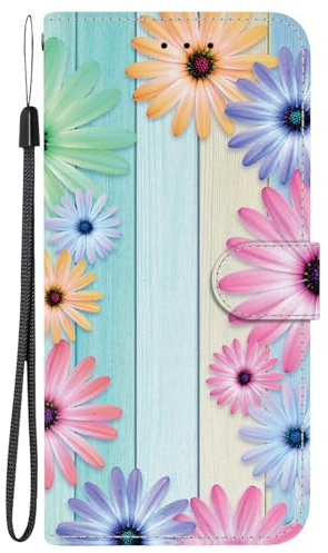 BLOTECH Schutzhülle Wallet Hülle für LG K41S/LG K51S, PU Leather Mobile Phone Case for LG K41S/LG K51S Etui Ledertasche mit Free Wrist Strap Folio Flip Case Sonnenblume Blumen Muster Schützend