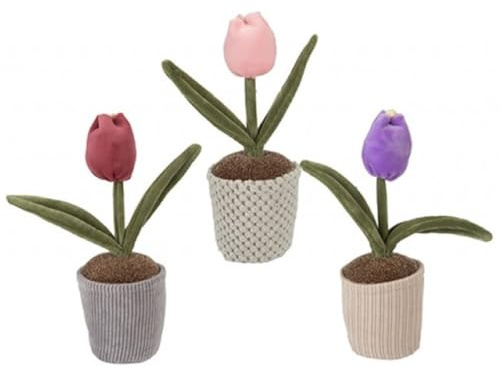 Dekorative Plüsch-Tulpe im Topf, 24 cm