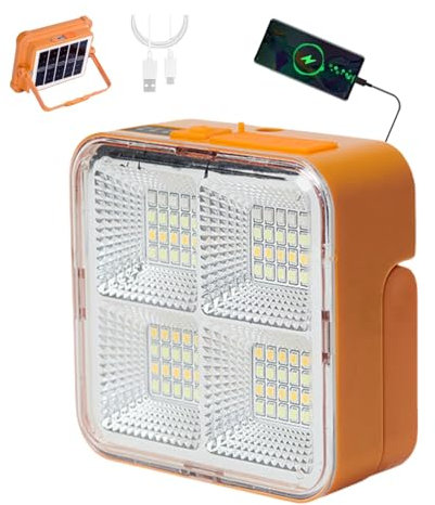 Mini projecteur solaire multifonction rechargeable – Lampe de travail LED portable avec base magnétique, rechargeable par USB, 5 modes d'éclairage, idéale pour le camping et les situations d'urgence