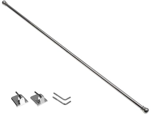 DécoProfi Messing Vitragenstange NOBLESSE 80 cm Ø 7 mm, Nickel glanz, ausziehbar inkl. Schraubhaken und Klebehaken