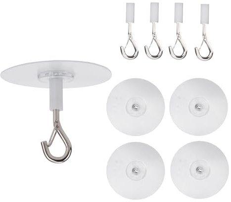 Penitue 5pcs Strong Self Adhesive Ceiling Hooks, Heavy Duty Clear No Drill Ceiling Hook with Safety Clasp for Fan Plants Wind Chimes Lights Kitchen Bathroom Office Storage Organization
