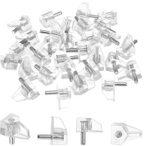 60 Stüick Einlegeboden Halter Bodenträger 5mm Transparent Regalbodenträger Kunststoff Regalboden Stifte für Möbel Bücherregale Schränke Holz