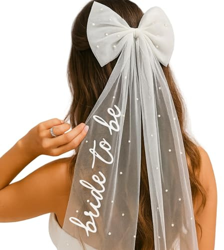 Brautschleier Kurz Weiß, Schleier Braut für JGA, Junggesellinnenabschied & Hochzeit – Bridal Veil/Wedding Veil mit Clip, kleiner Schleier Tüll für Brautparty, Fotoshooting & Hochzeit Brautschmuck