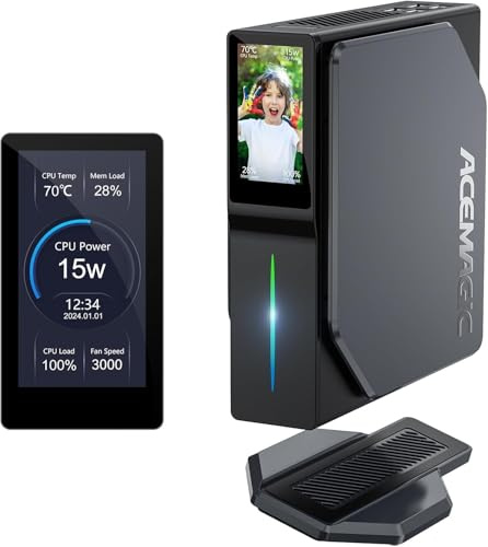 ACEMAGIC N95 S1 Mini PC Computer with DIY LCD Screen, 16GB DDR4 1TB M.2 SSD Mini Tower PC, WiFi 6/BT 4.2/4K UHD/Dual LAN