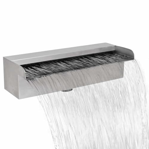 LoogCape Stainless Steel Waterfall Fountain Rectangular 30 cm for Pool Garden Fountain Water Feature Cascade Pond Wall Fountain Indoor Fountain Decoration