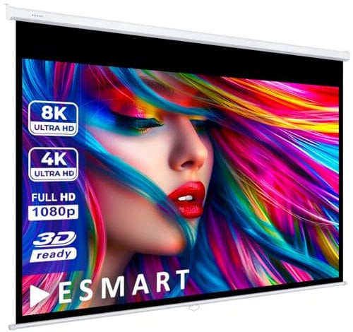 ESMART Professionnel MIROLO Écran de Projection Manuel 244 x 137 cm (110) 16:9 | Écran de projecteur Home cinéma écran Rollo LCD LED