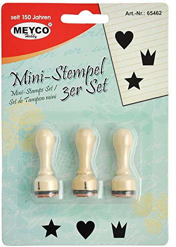 Holzstempel Stern, Herz, Krone -3er Set-
