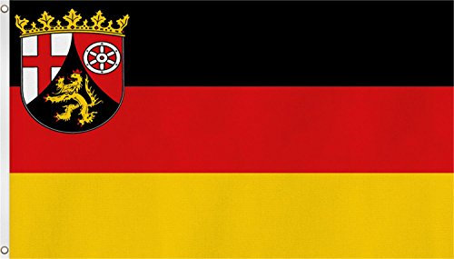 normani Bundesland Fahne, Grösse: ca. 90x150 cm, Ordentliche Qualität - Keine hauchdünne Ware - Stoffgewicht ca. 90 gr/m2, Reissfest, für Aussenbereich geeignet Farbe Rheinland-Pfalz