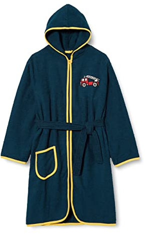 Playshoes Unisex Kinder Frottee-bademantel Morgenmantel, Feuerwehr, 110-116 EU