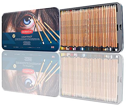 Derwent Lightfast Buntstifte, 36 Stück im Metalletui, 4 mm Runder Kern in Premium-Stärke, Cremige Textur, Ideal für Kunst, Zeichnen & Malen, Professionelle Qualität, 2302721