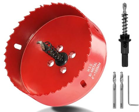 ZXHAO 100mm/4 Hole Saw, 1.4 inch Cutting Depth HSS Bi-Metal Hole Cutter for Wood Cornhole Boards Plastic Drywall & Metal Sheet