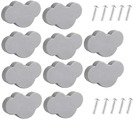 NaisiCore Kinder Schublade Griffe Knöpfe Dekorative Knob Grau Wolke Form für Schlafzimmer Wohnzimmer Küche 10PCS