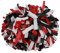 ICObuty Cheerleader-Pompons aus Kunststoff, 15,2 cm, 1 Paar, 2 Stück (Rot-Schwarz-Weiß)