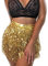 Larancie Paillettenrock, Bauchtanz, Quaste, Schal, Pailletten, Wickelrock, Party, Rave-Kostüm für Damen und Mädchen, Halloween (Gold).